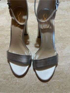 Sam Edelman Ankle-Strap Metallic Silver Women's Dress Sandals - MSRP $150